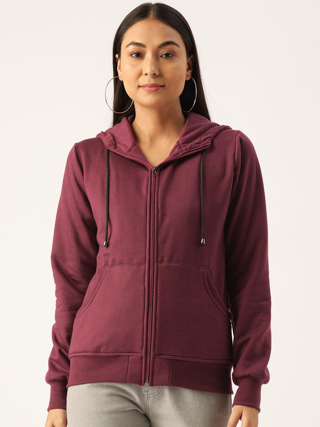 alsace lorraine paris women burgundy solid hooded sweatshirt