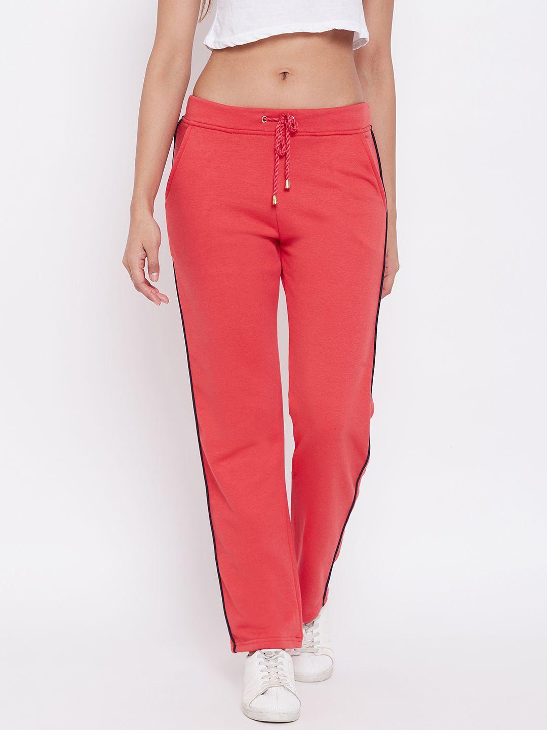 alsace lorraine paris women coral red solid track pants