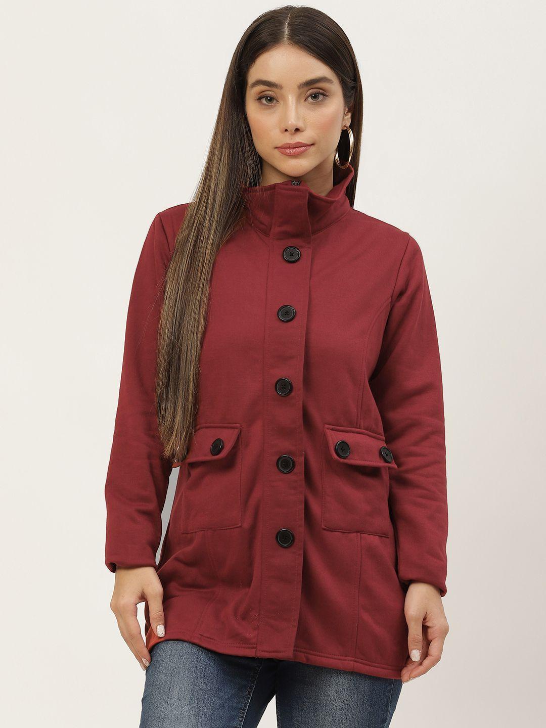 alsace lorraine paris women maroon fleece longline overcoat