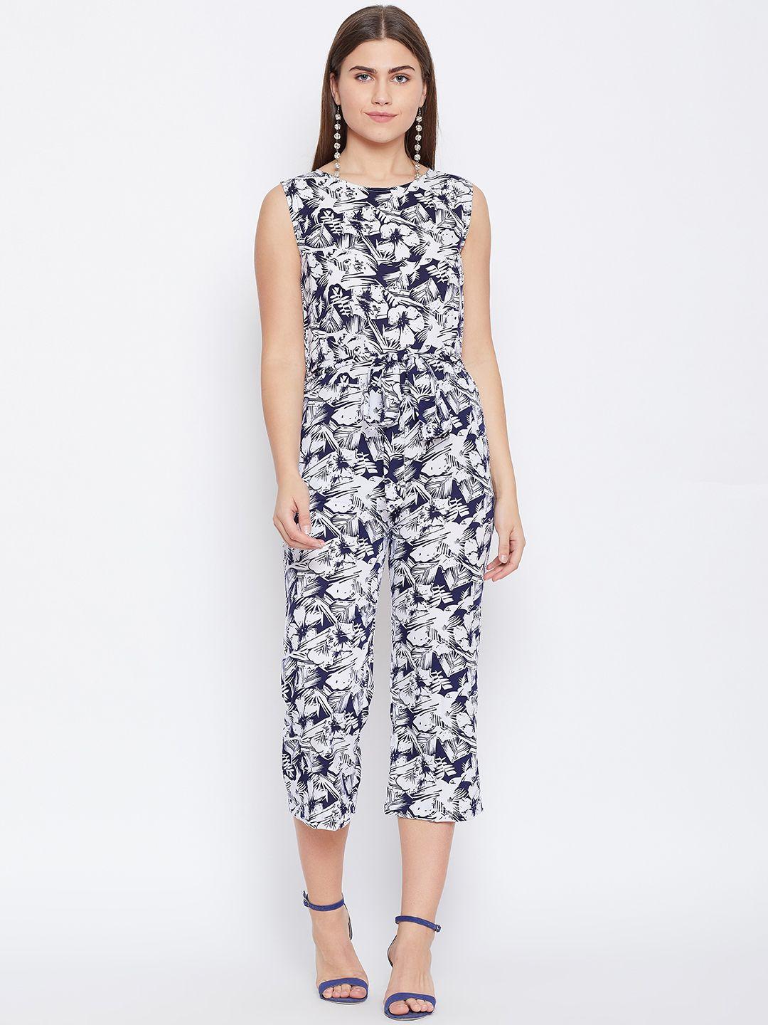 alsace lorraine paris women navy blue & white printed culotte jumpsuit