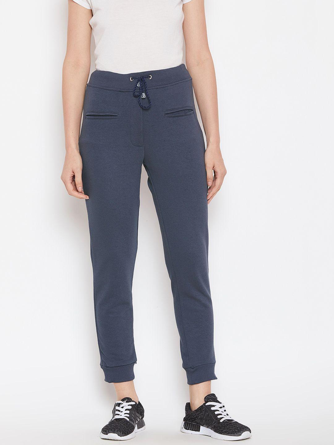 alsace lorraine paris women navy blue solid cropped joggers