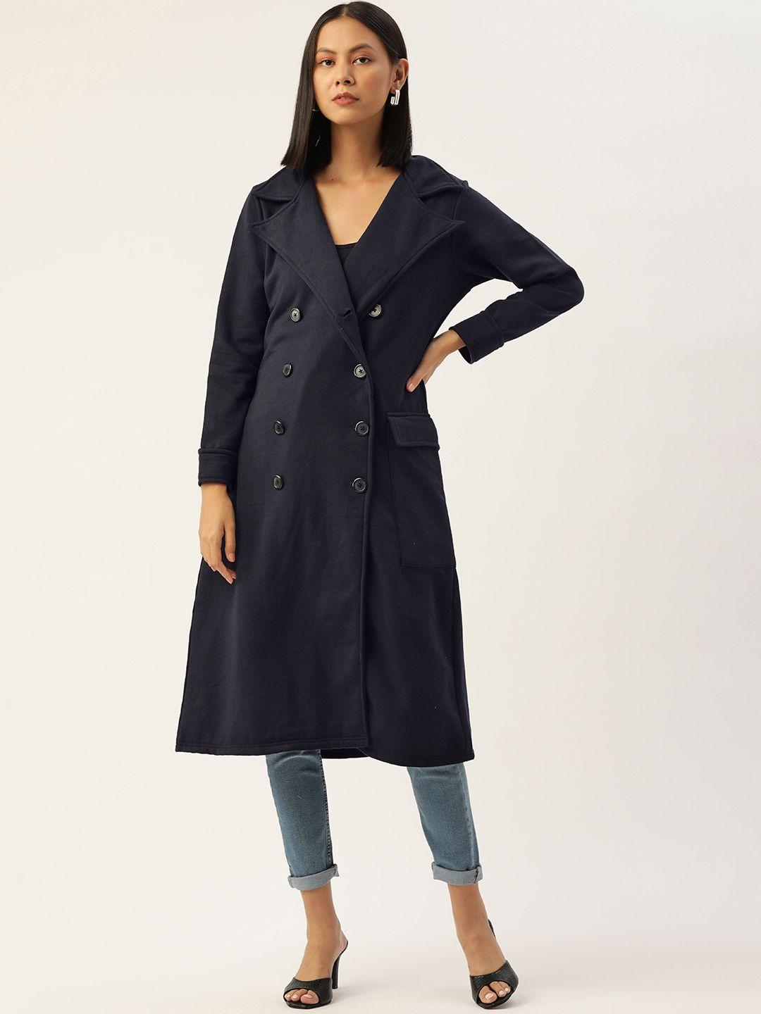 alsace lorraine paris women navy blue solid overcoat