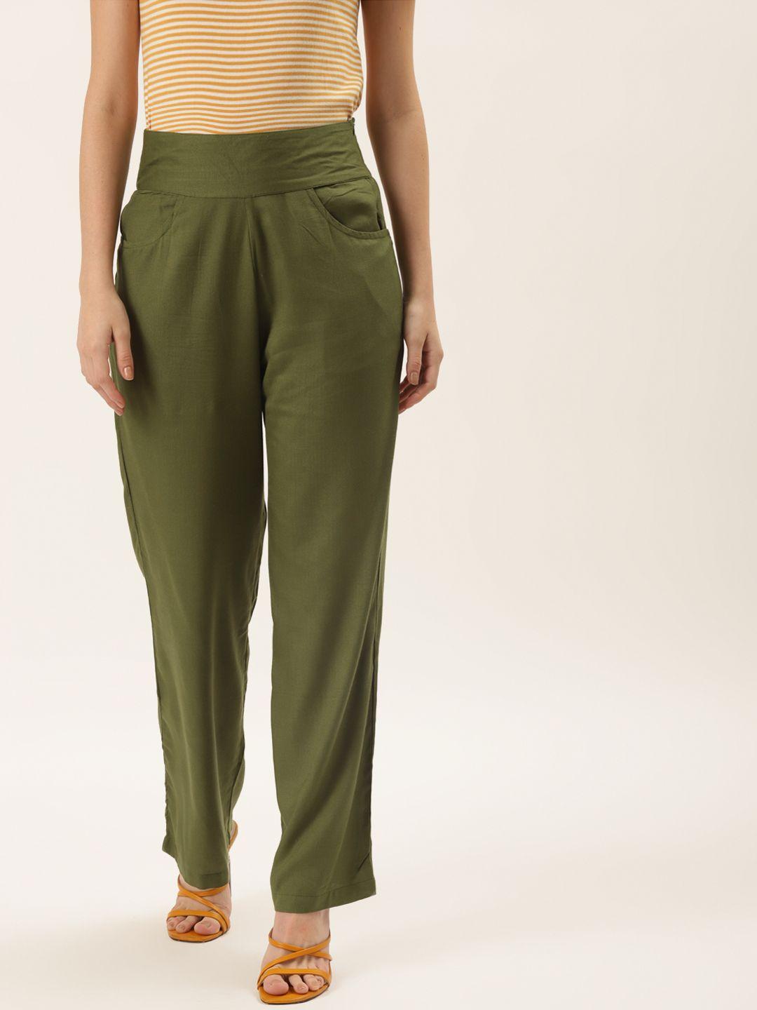 alsace lorraine paris women olive green smart trousers