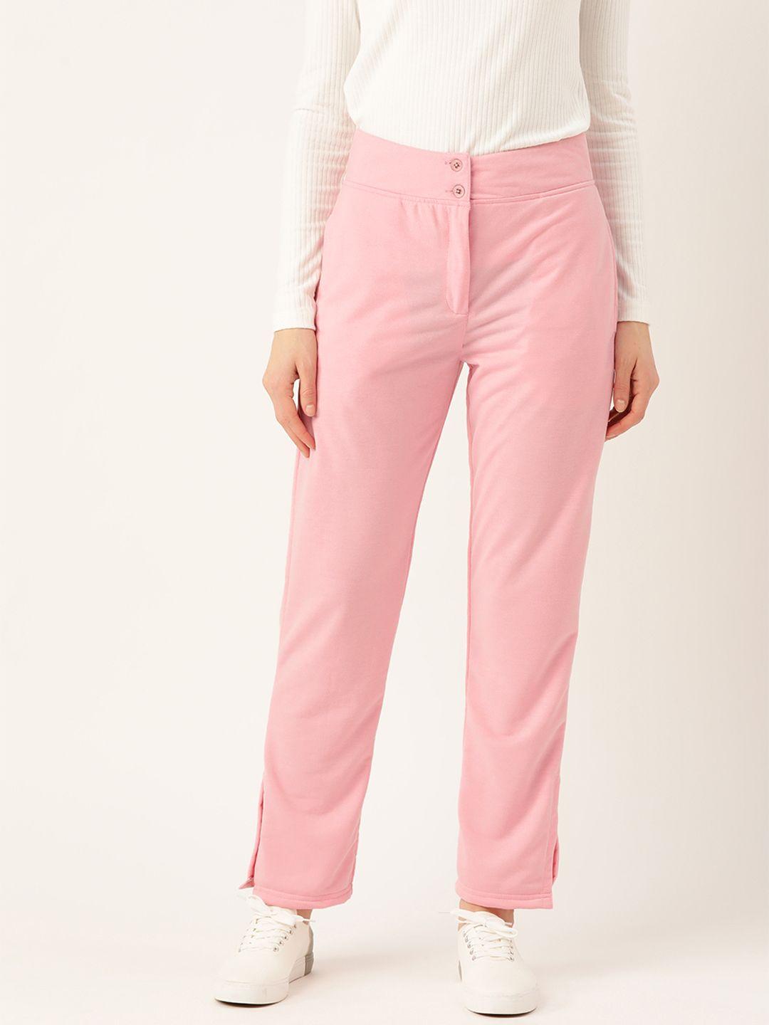 alsace lorraine paris women pink cotton regular fit solid stretchable trousers