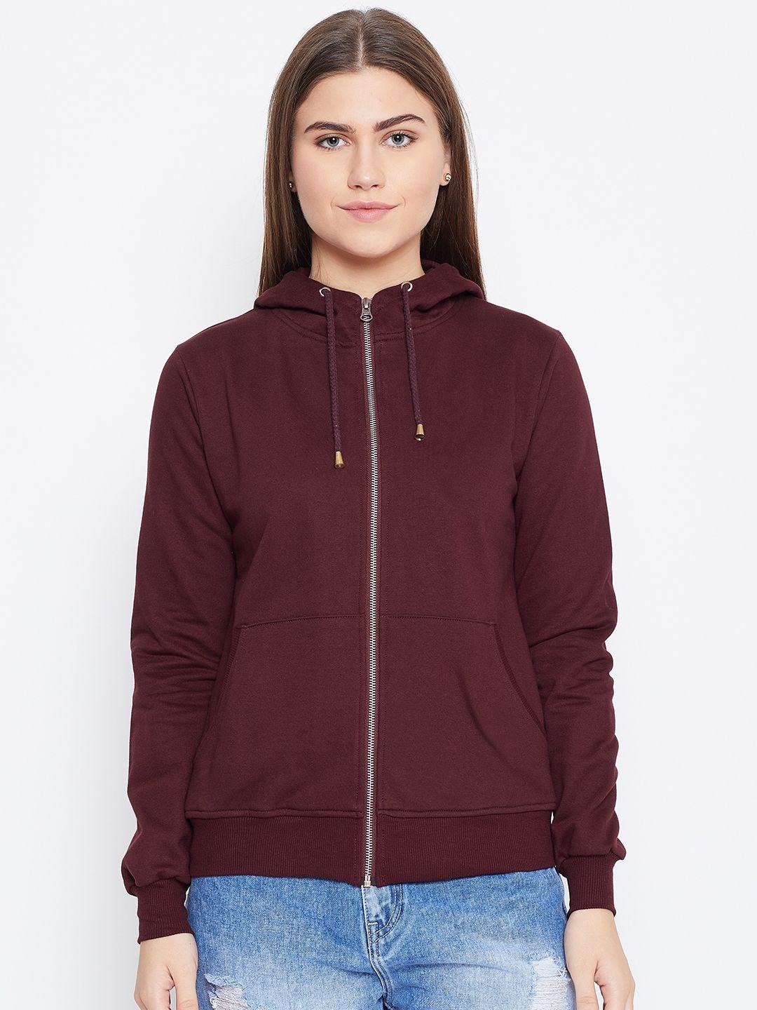 alsace lorraine paris women rust brown solid hooded sweatshirt