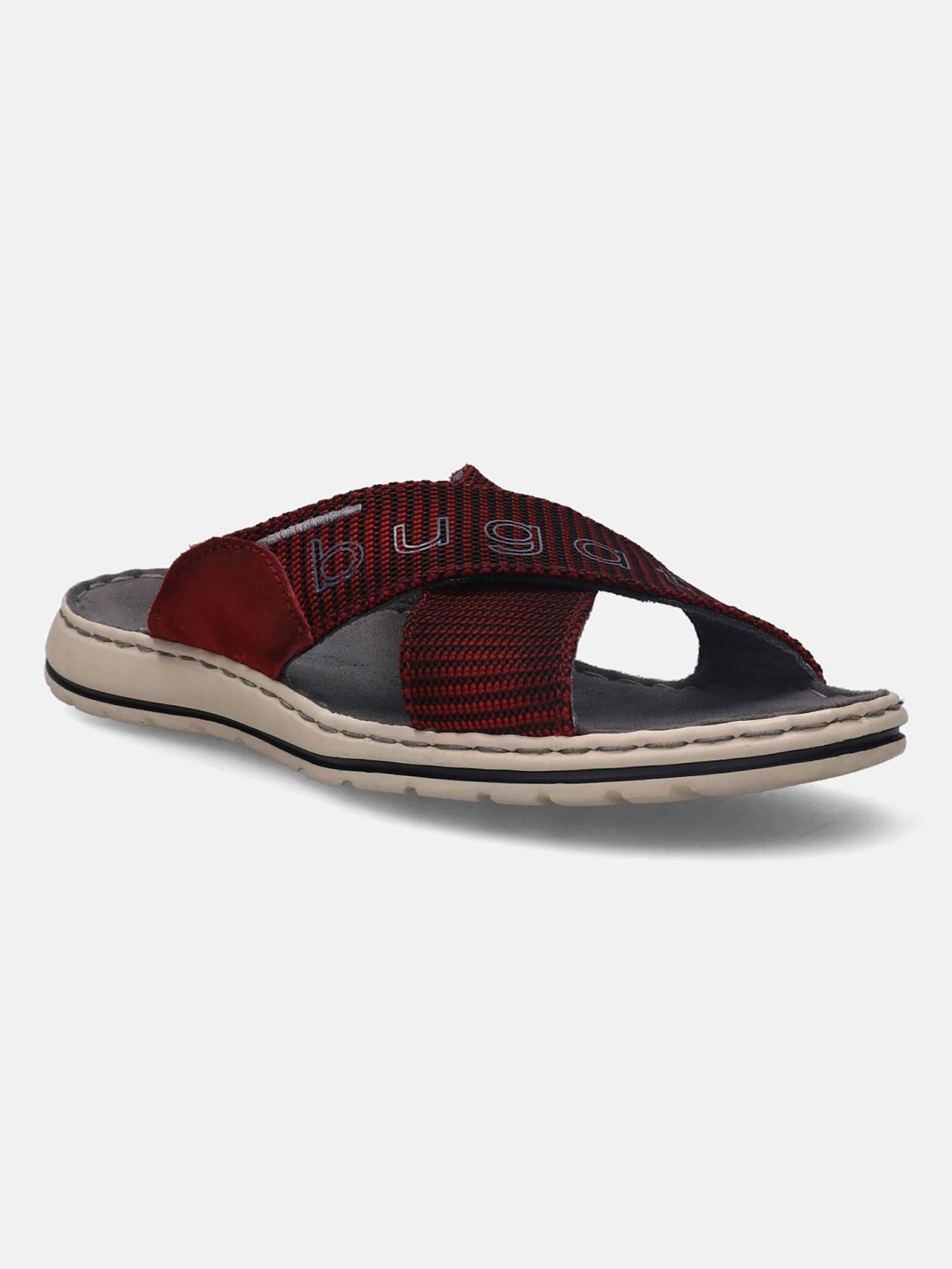 altea dark red men cross strap sandals