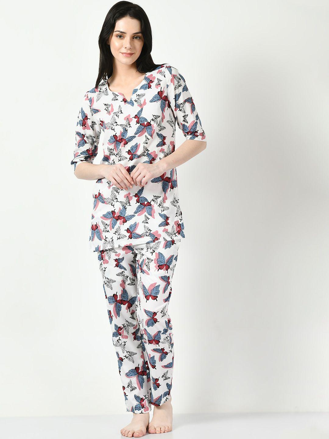 altiven butterflies printed crepe night suit