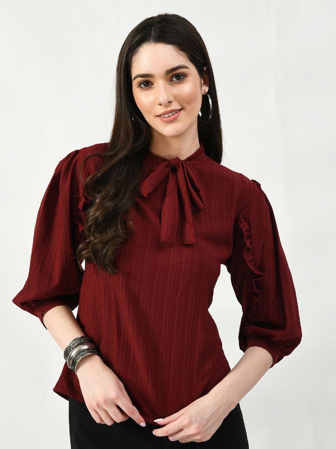 altiven maroon keyhole neck bell sleeve victorian top
