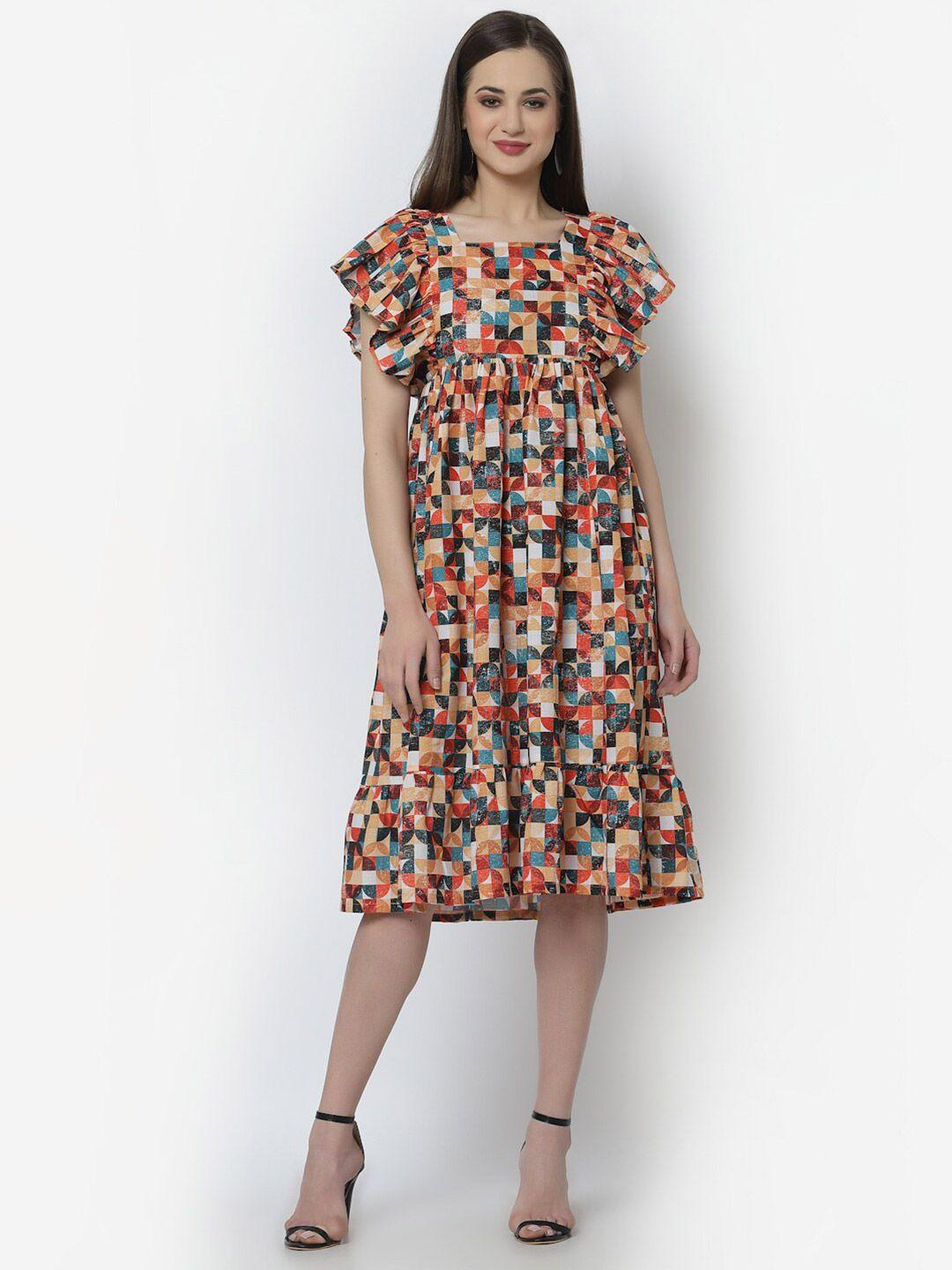 altiven women multicoloured floral printed cotton empire dress