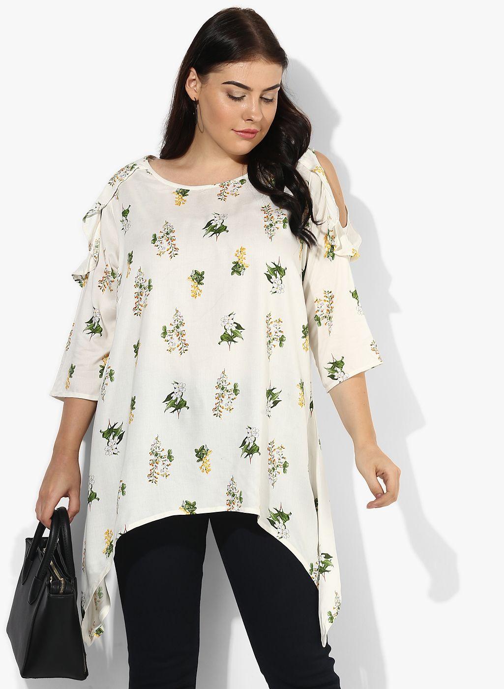 altomoda by pantaloons plus size cream printed top