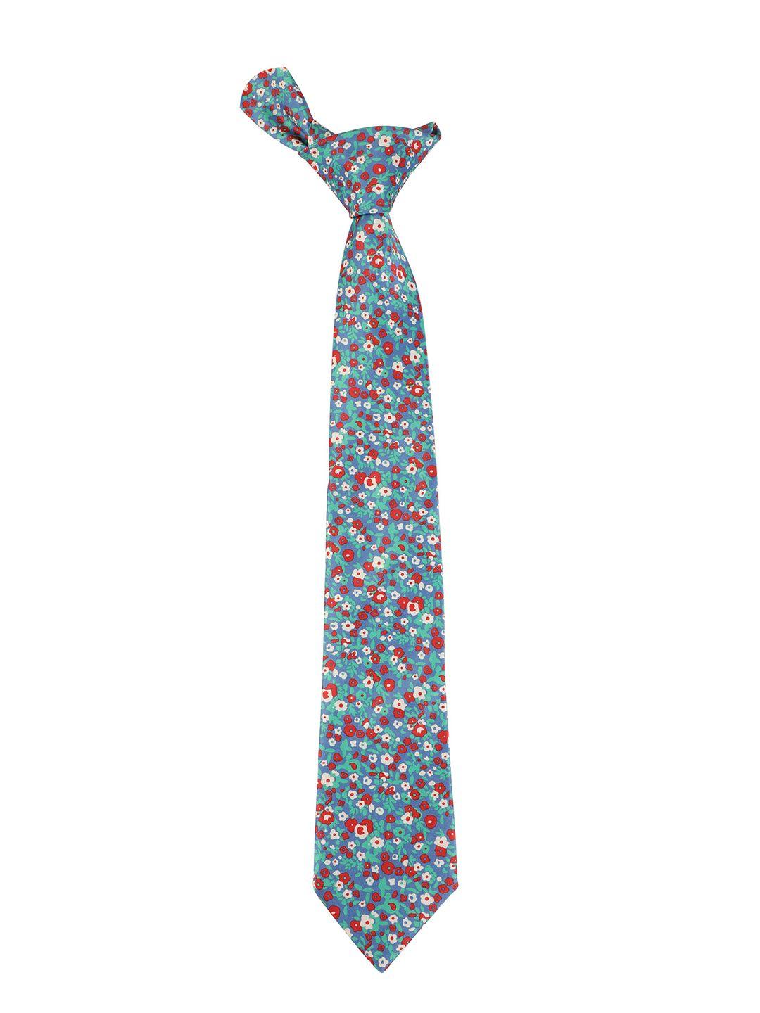 alvaro castagnino men blue & red floral printed skinny tie