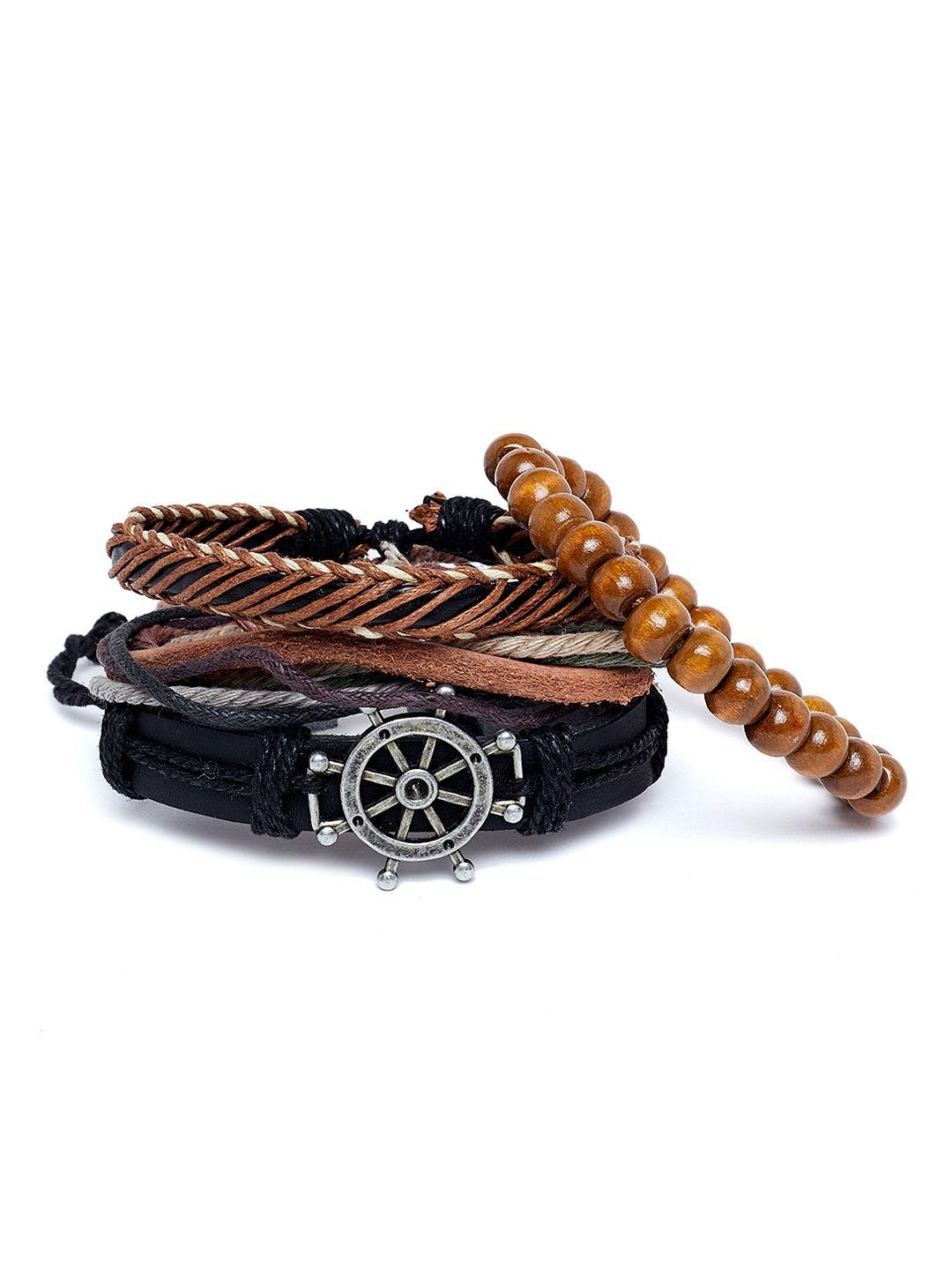 alvaro castagnino  set of 4 brown leather wraparound bracelet