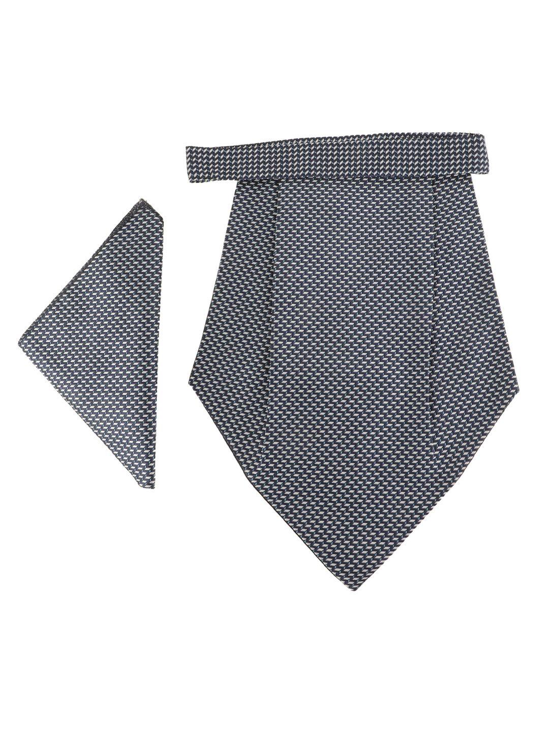 alvaro castagnino blue & grey printed microfiber cravat with pocket square