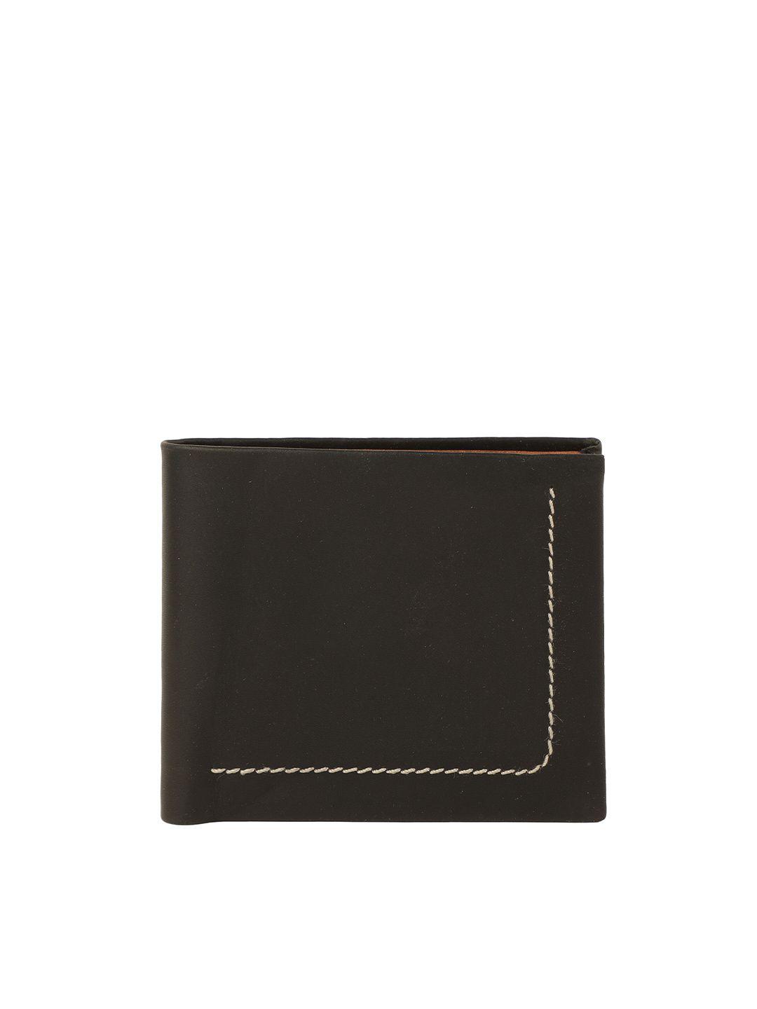 alvaro castagnino men black & brown leather two fold wallet