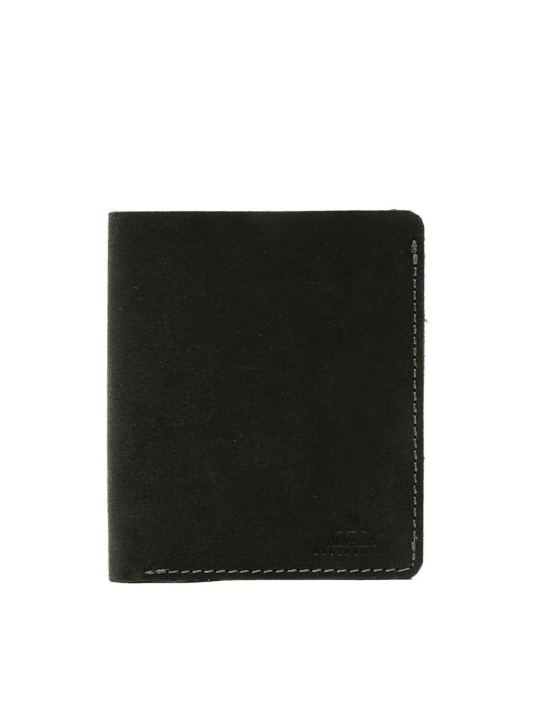 alvaro castagnino men black leather two fold wallet