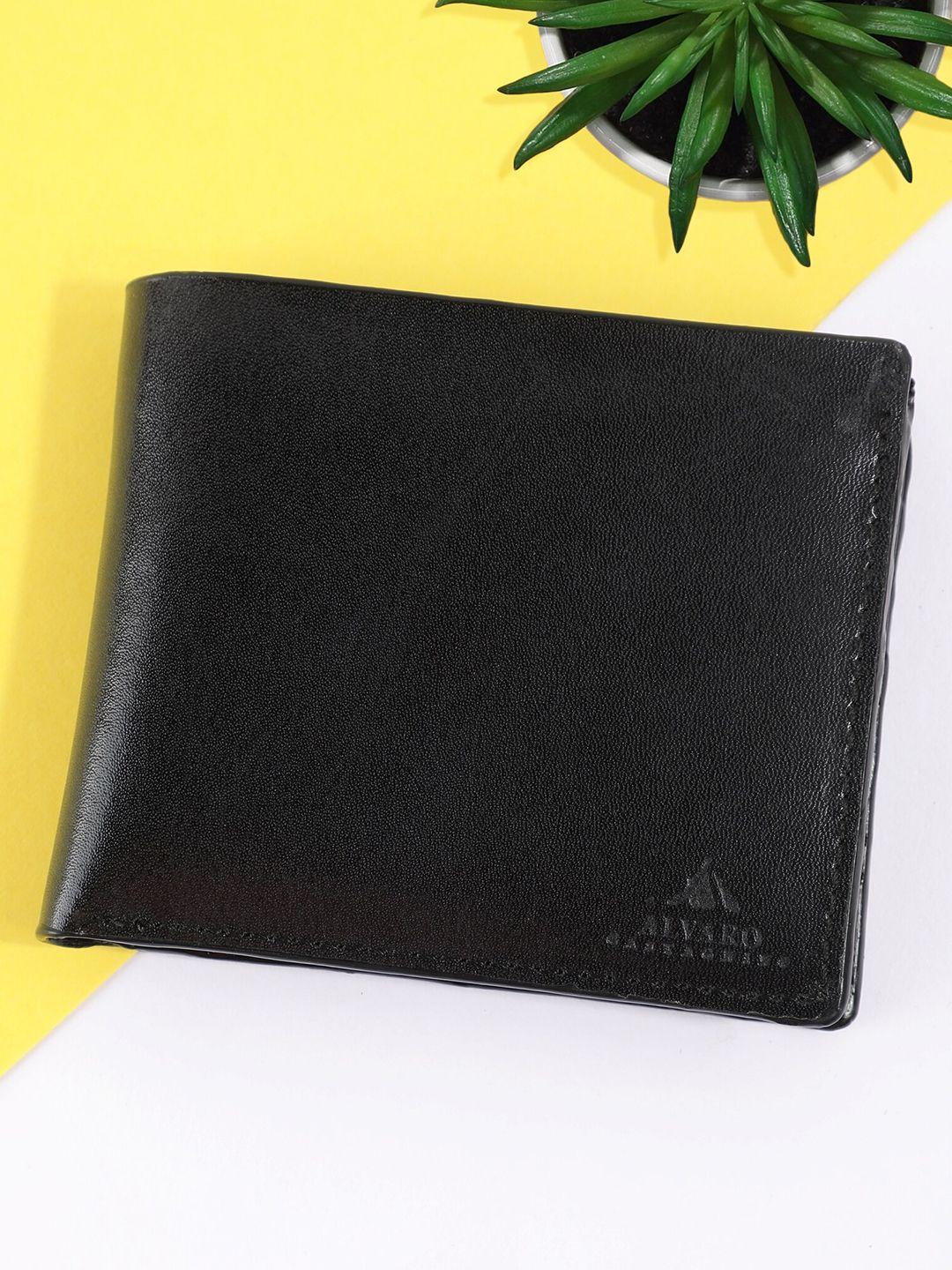 alvaro castagnino men black leather two fold wallet