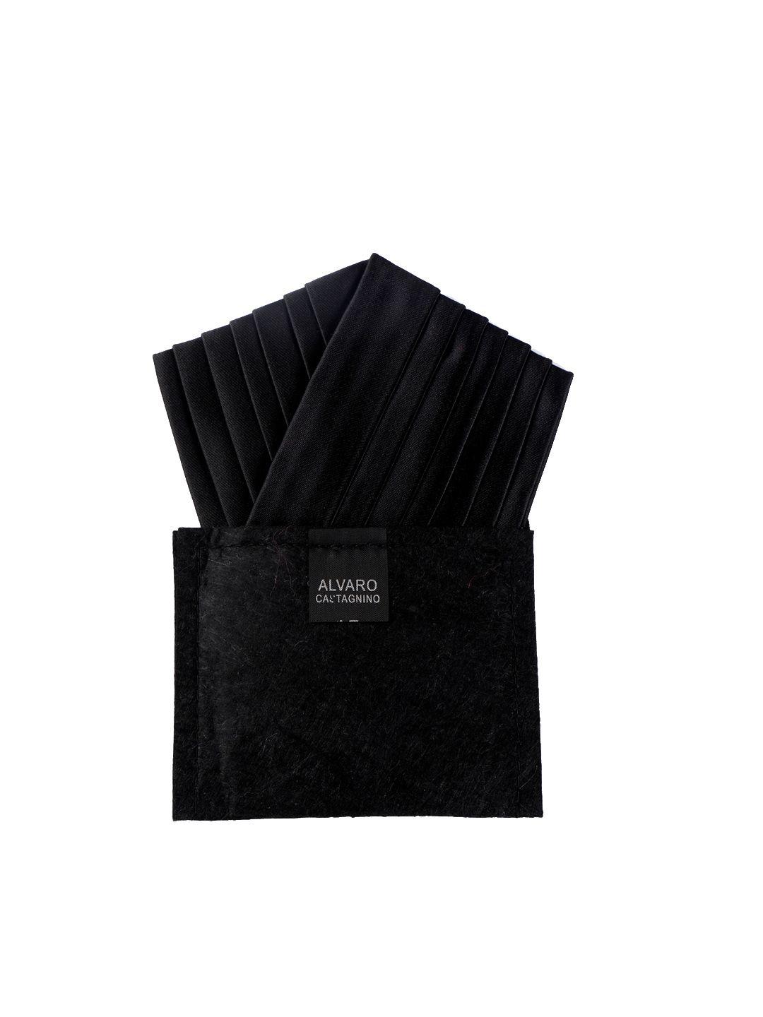 alvaro castagnino men black solid pocket square