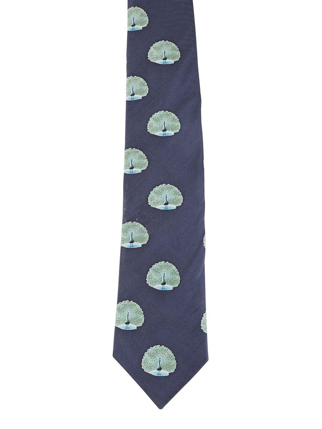 alvaro castagnino men blue & green printed skinny tie