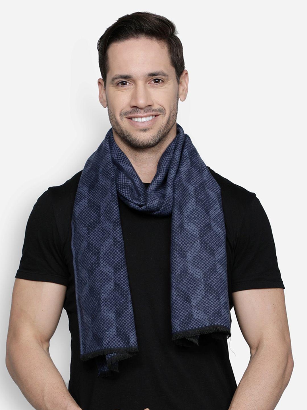 alvaro castagnino men blue & navy blue patterned muffler