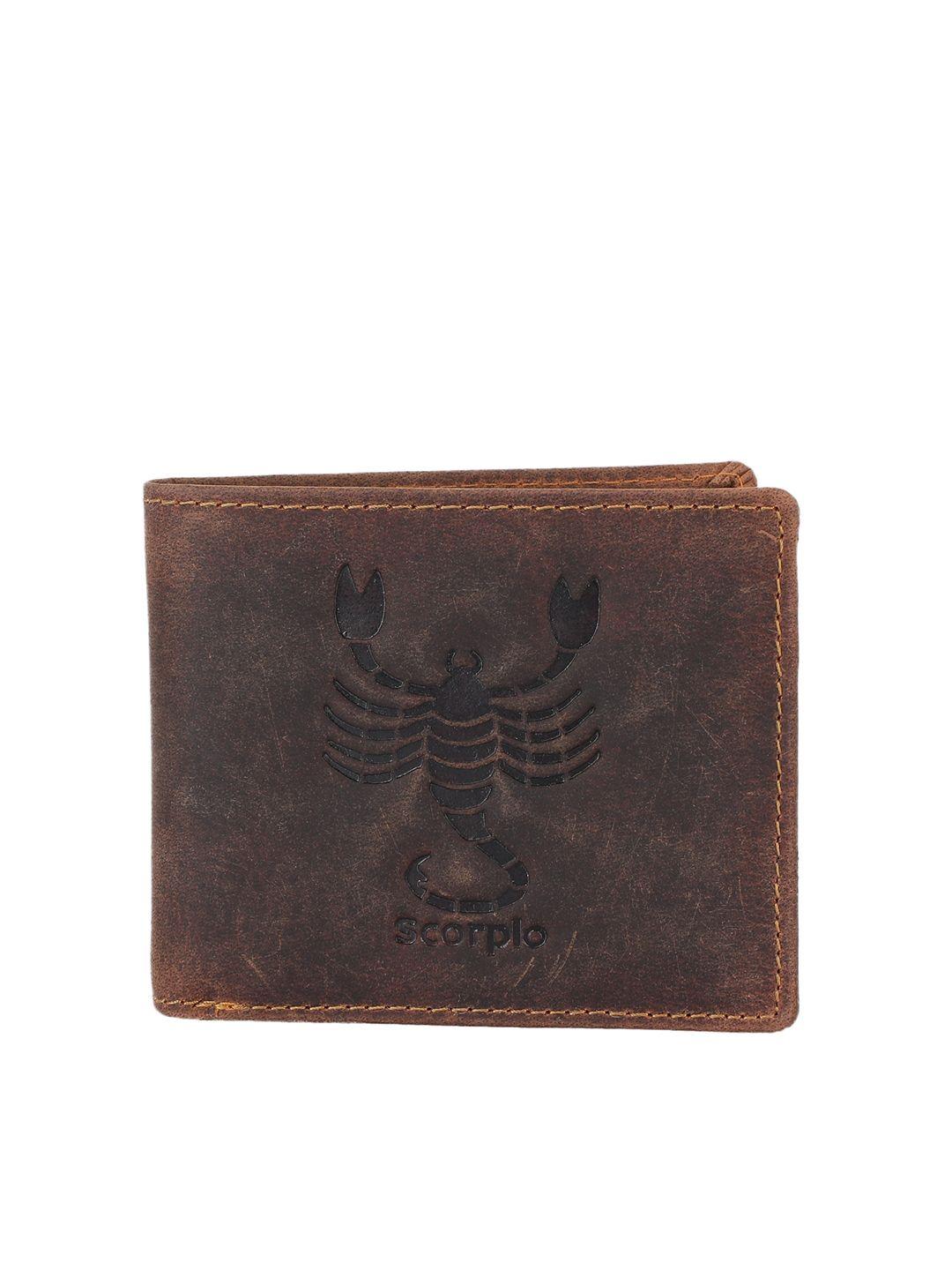 alvaro castagnino men brown & black printed leather two fold wallet