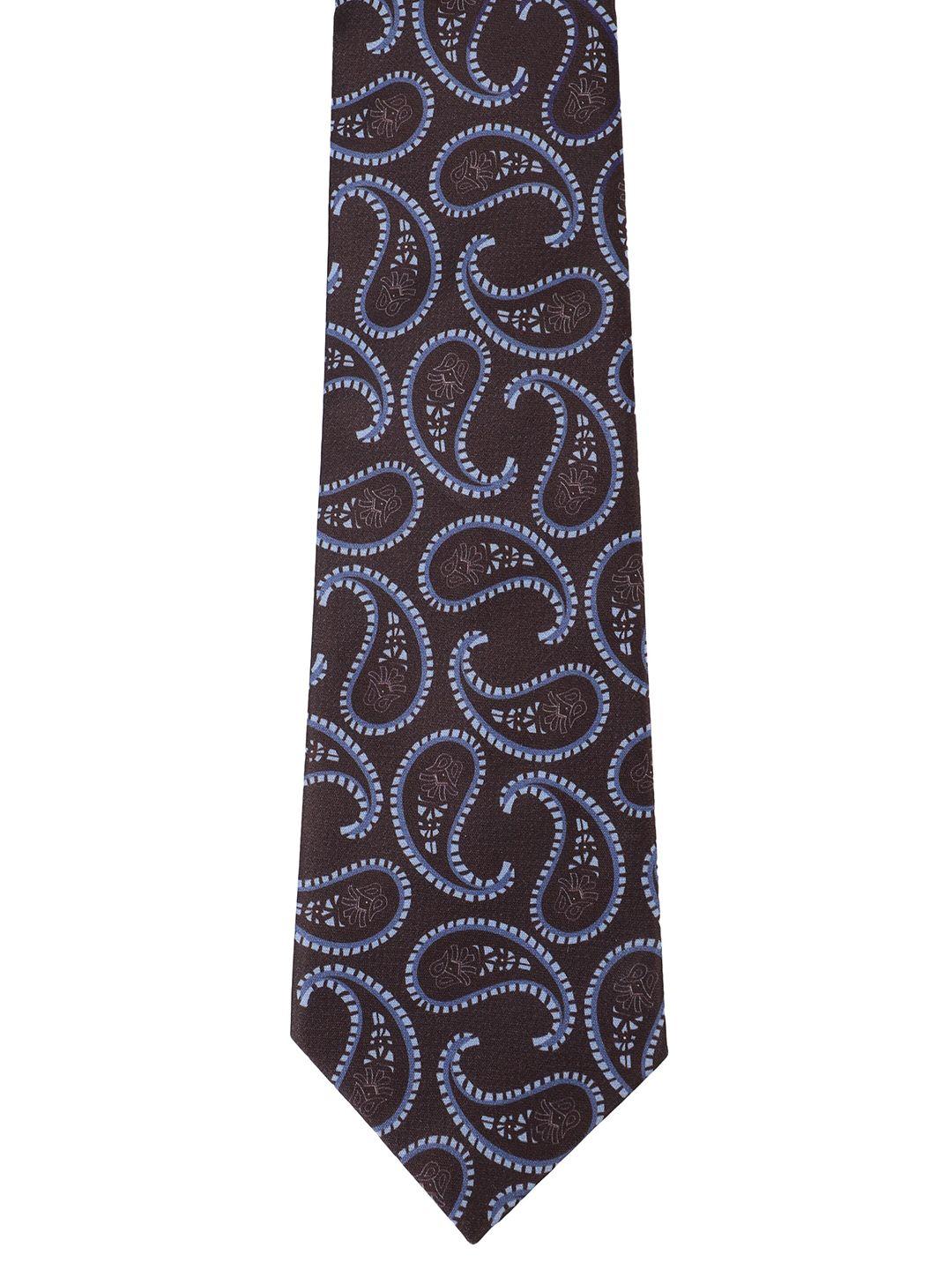 alvaro castagnino men brown & blue printed skinny tie