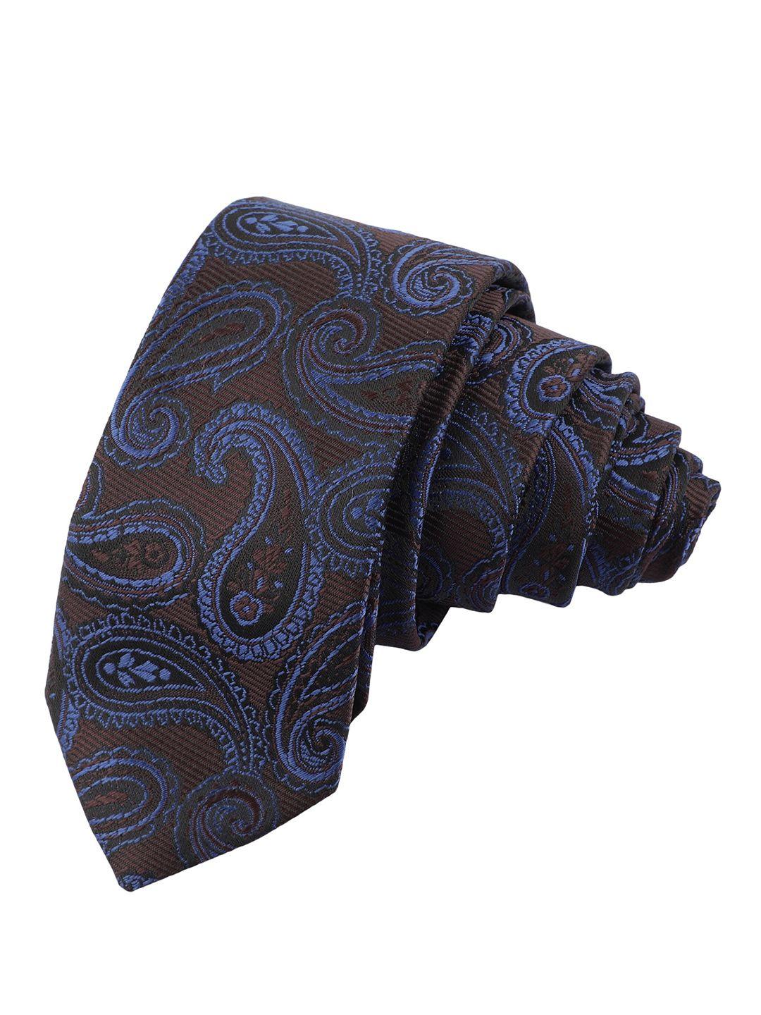 alvaro castagnino men brown & blue printed skinny tie
