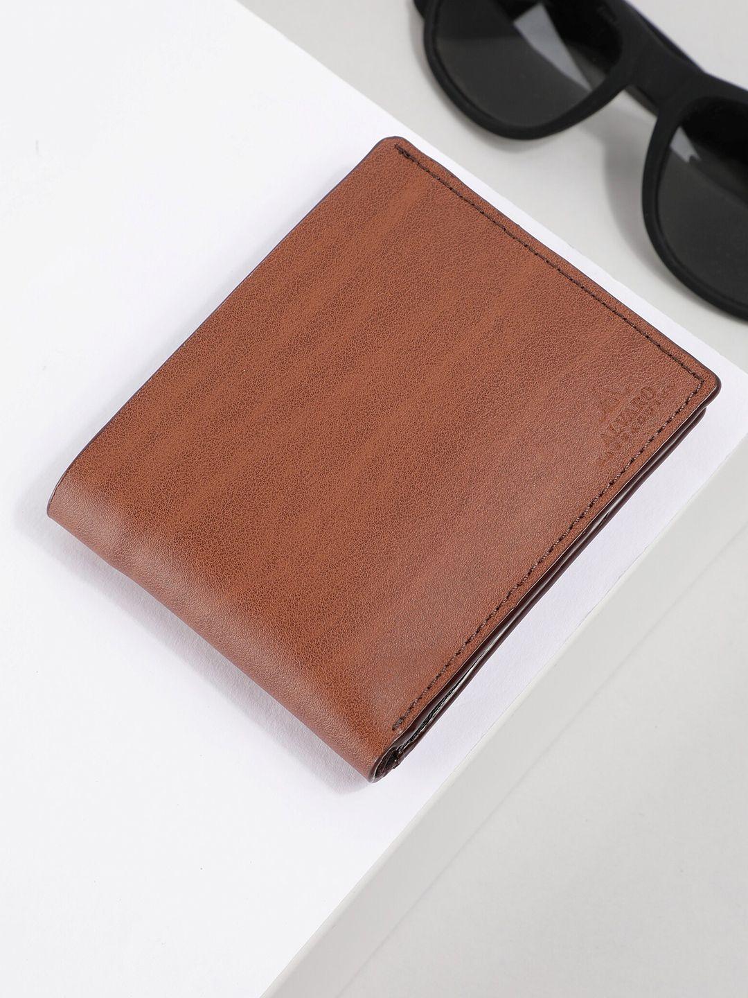 alvaro castagnino men brown leather two fold wallet