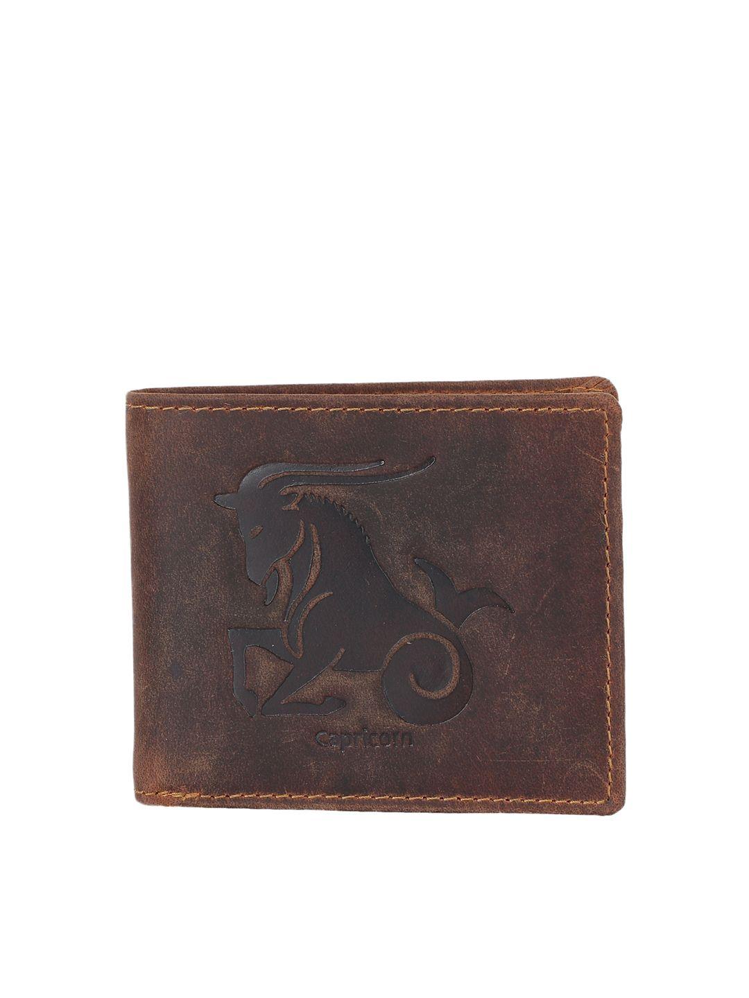 alvaro castagnino men brown self design leather two fold wallet