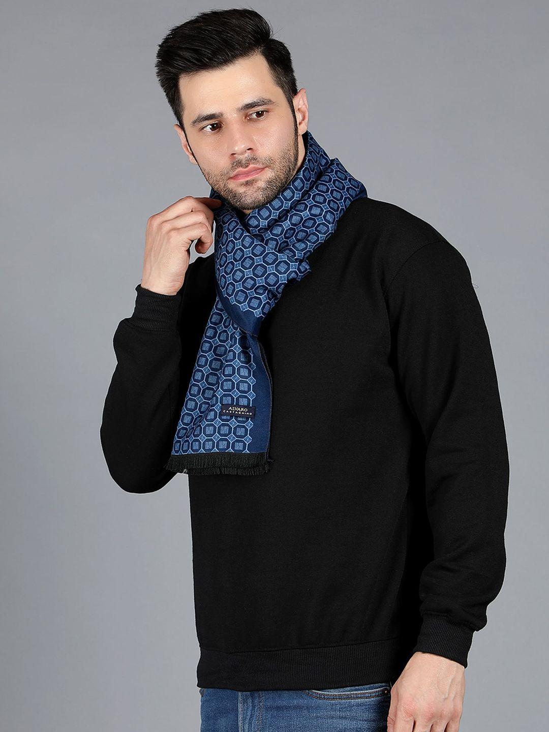 alvaro castagnino men geometric printed reversible merino wool muffler