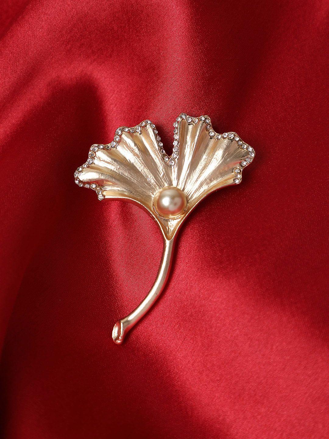 alvaro castagnino men gold-plated stone-studded flower brooch