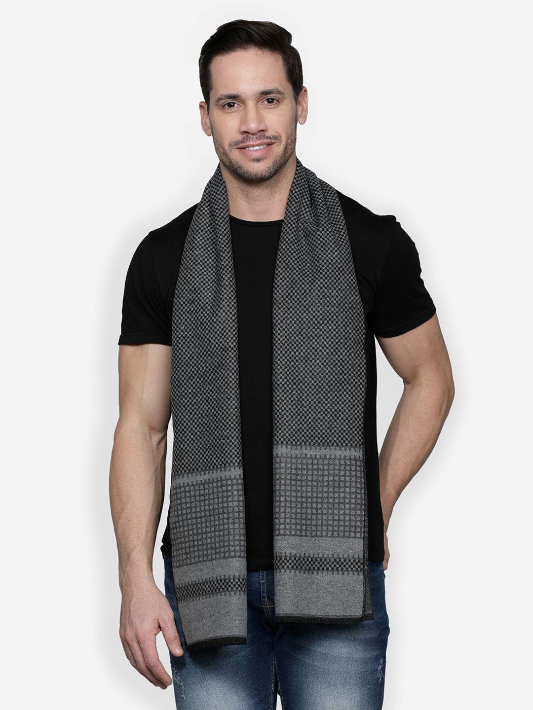 alvaro castagnino men grey & black patterned muffler