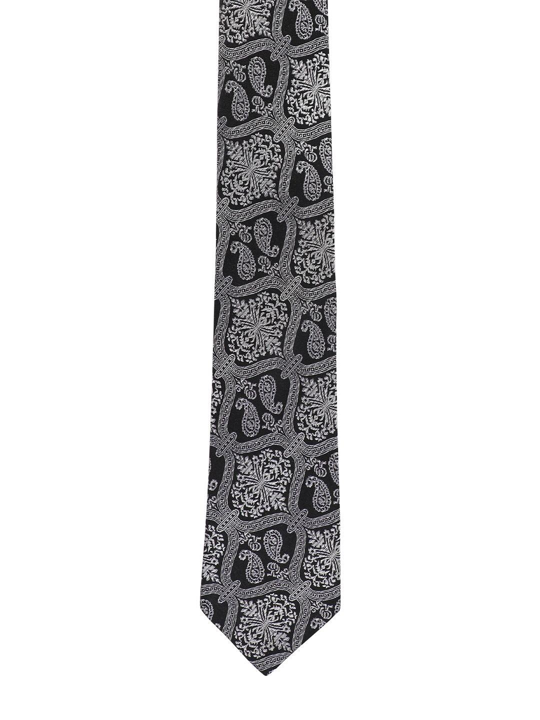 alvaro castagnino men grey & black woven design broad tie