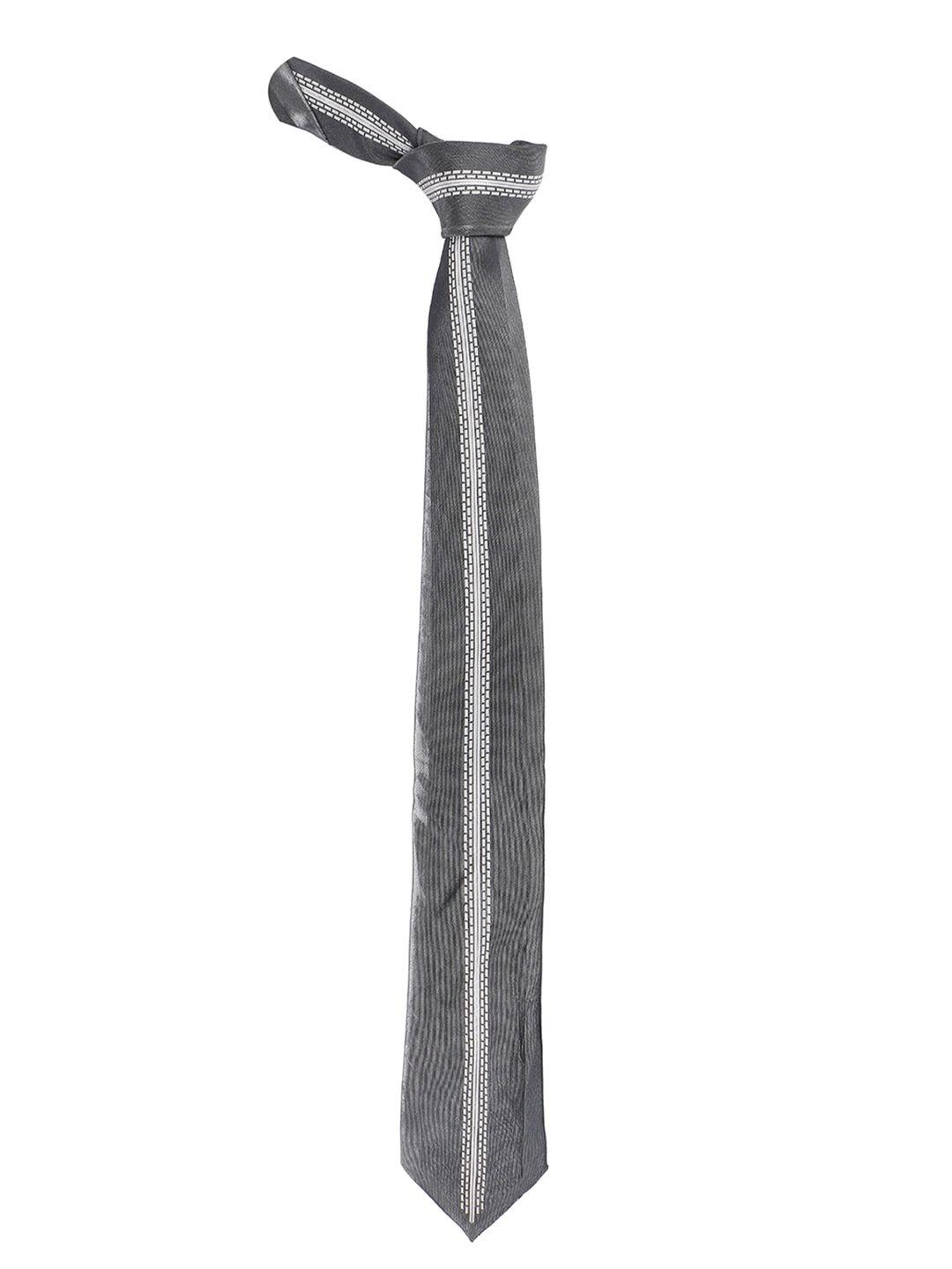 alvaro castagnino men grey & white woven design skinny tie