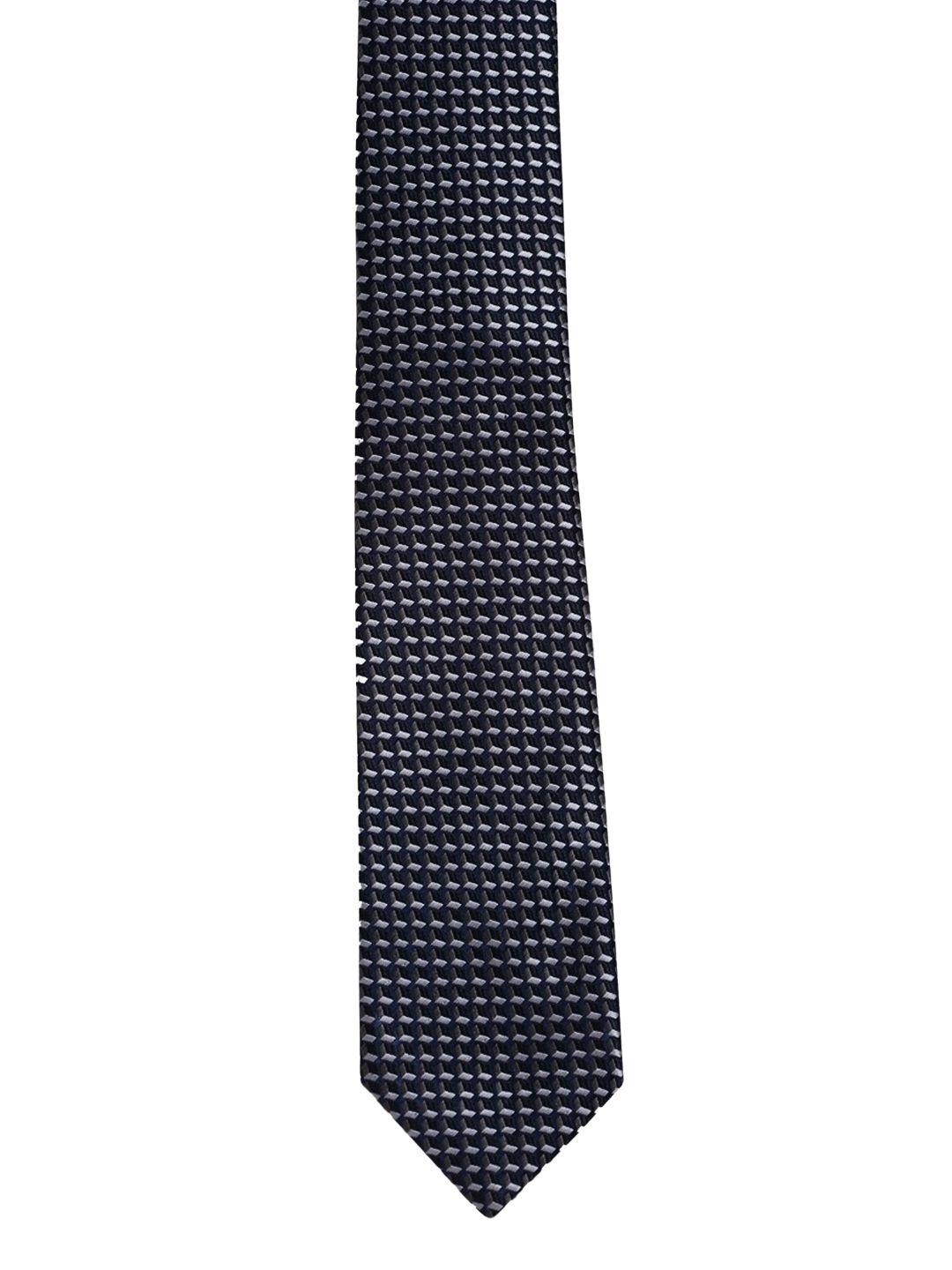 alvaro castagnino men grey self-design tie & pocket square gift set