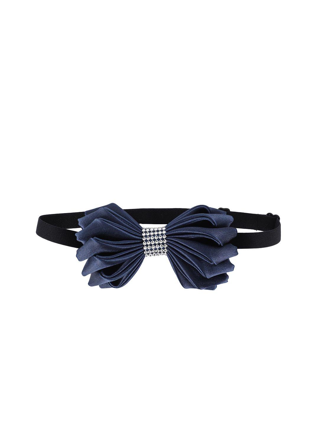 alvaro castagnino men navy blue & silver-toned bow tie
