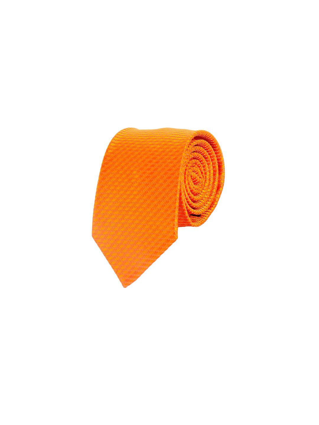 alvaro castagnino men orange woven design skinny tie