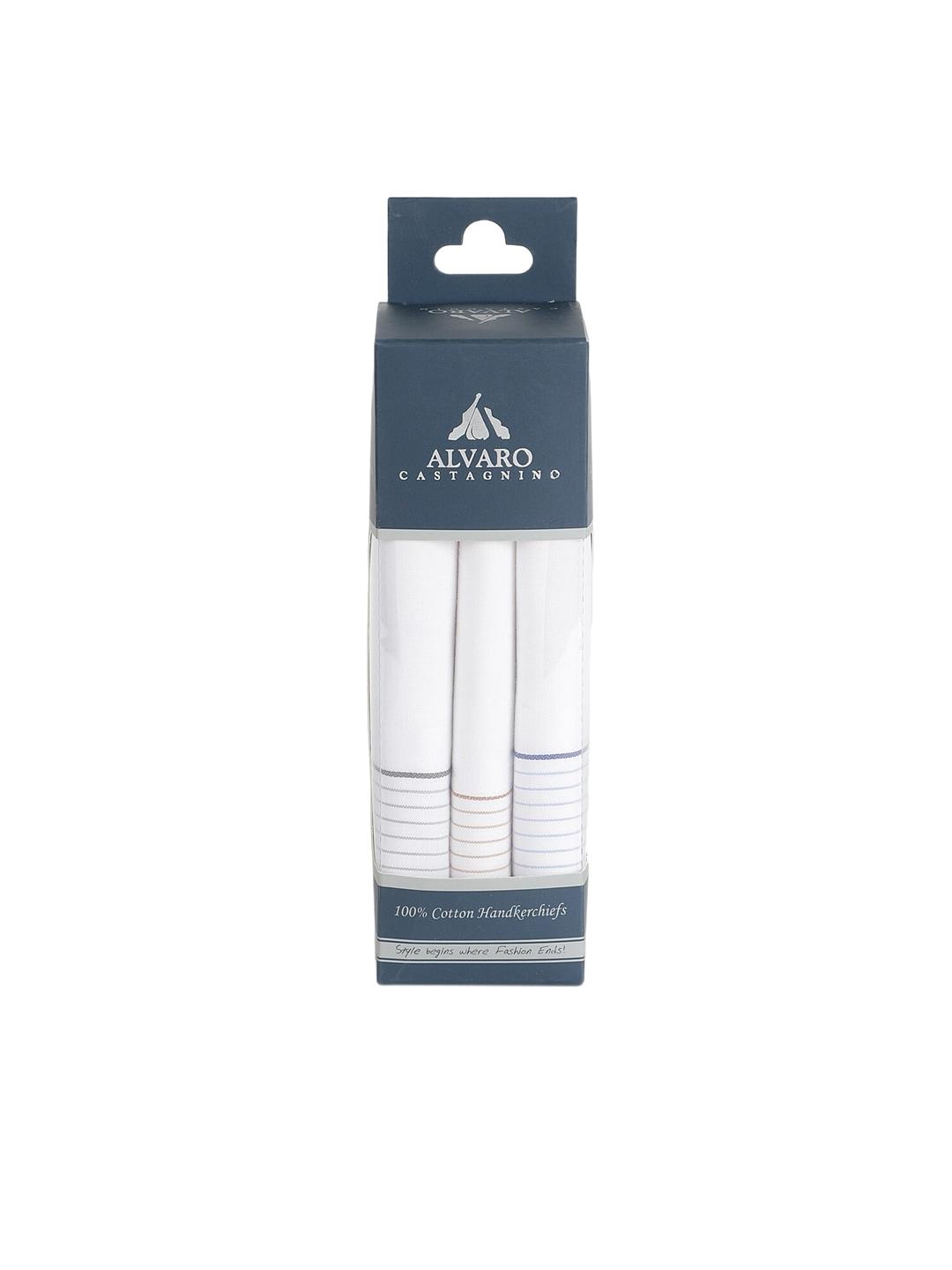 alvaro castagnino men pack of 3 white striped handkerchiefs gift set