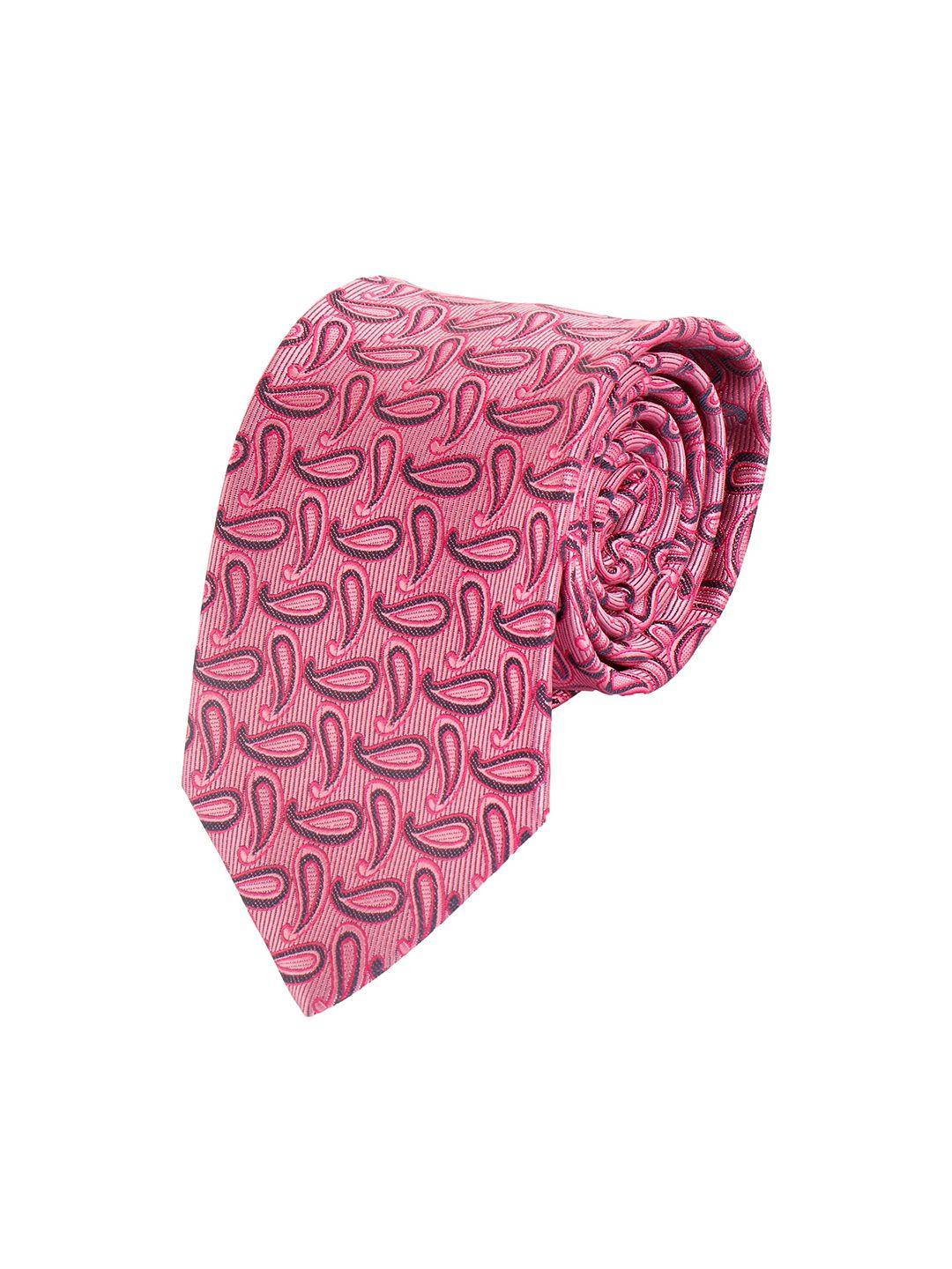 alvaro castagnino men pink & charcoal woven design skinny tie