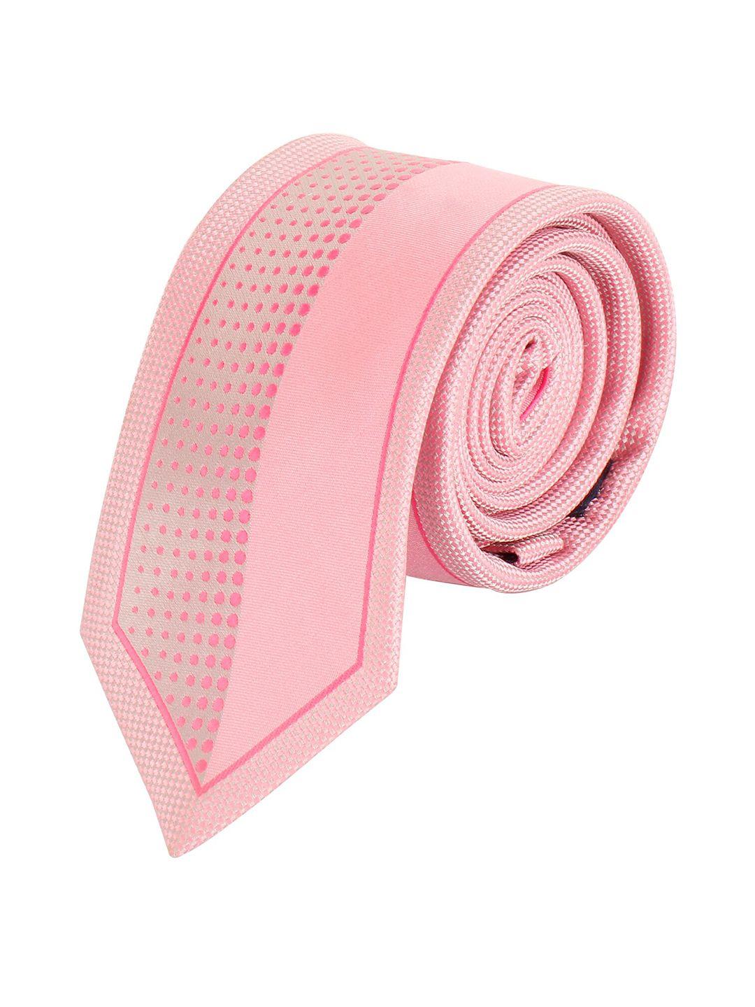 alvaro castagnino men pink & grey woven design skinny tie