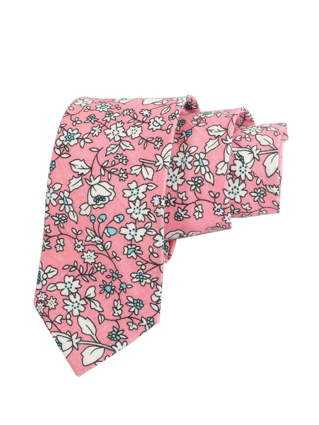 alvaro castagnino men pink & white printed formal skinny tie