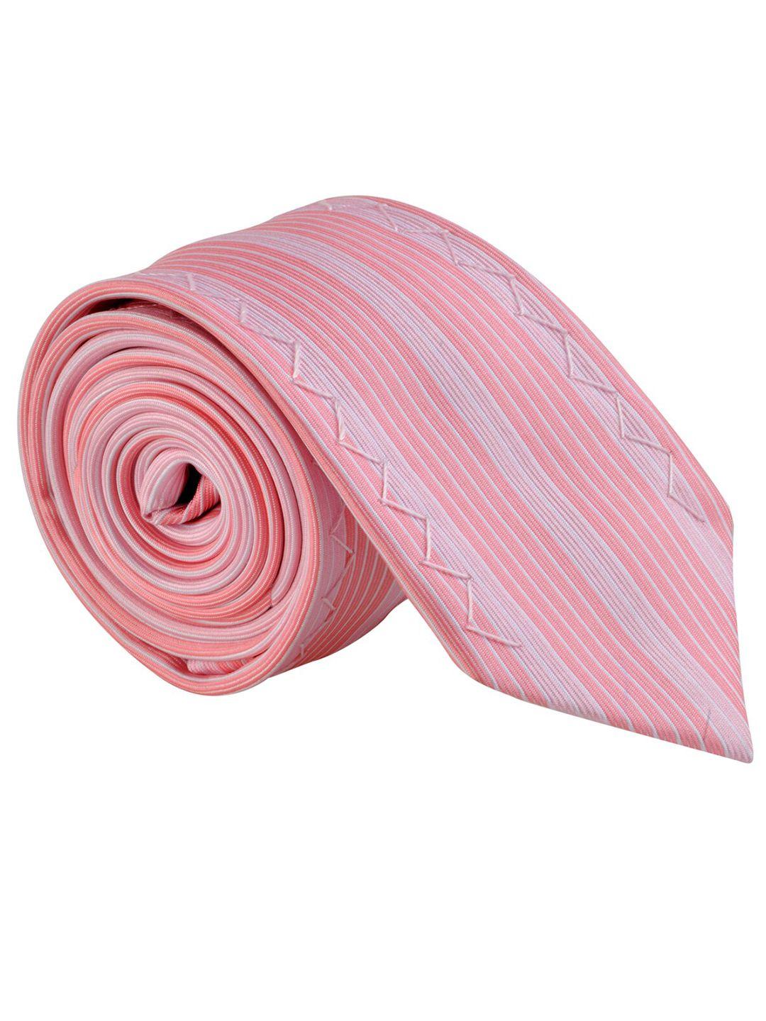 alvaro castagnino men pink & white striped broad tie