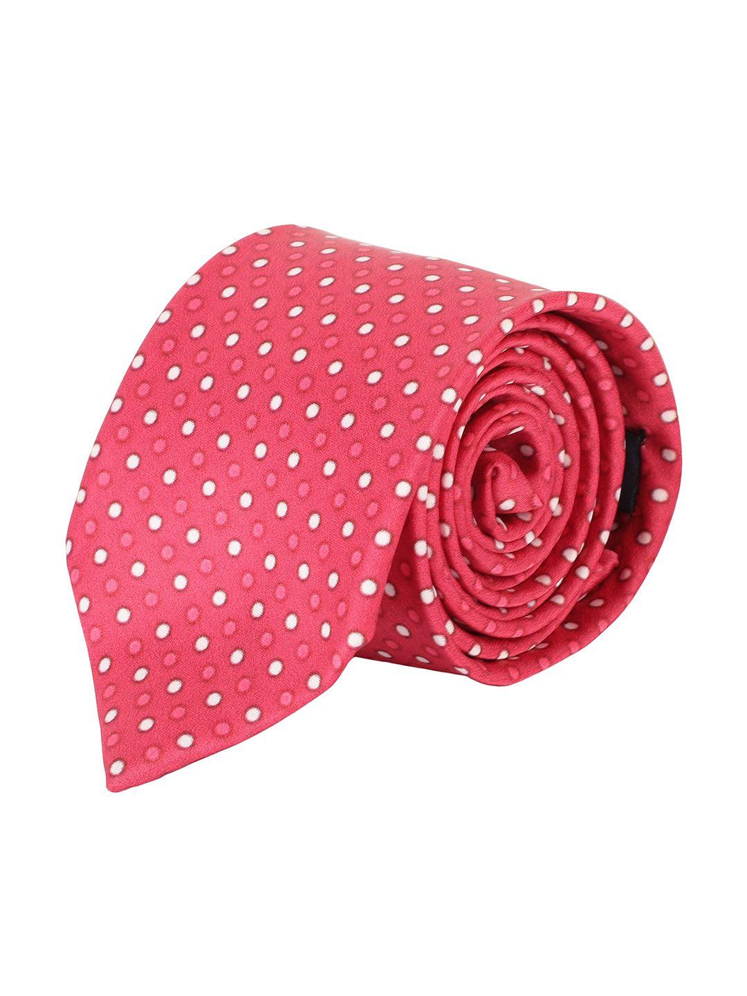 alvaro castagnino men pink polka dots printed skinny tie
