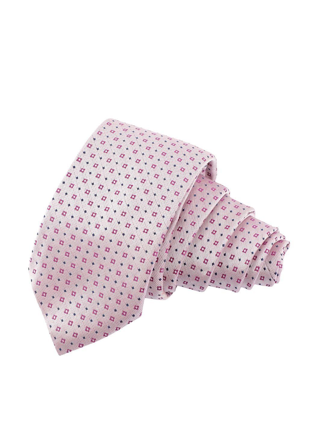 alvaro castagnino men pink woven design skinny tie