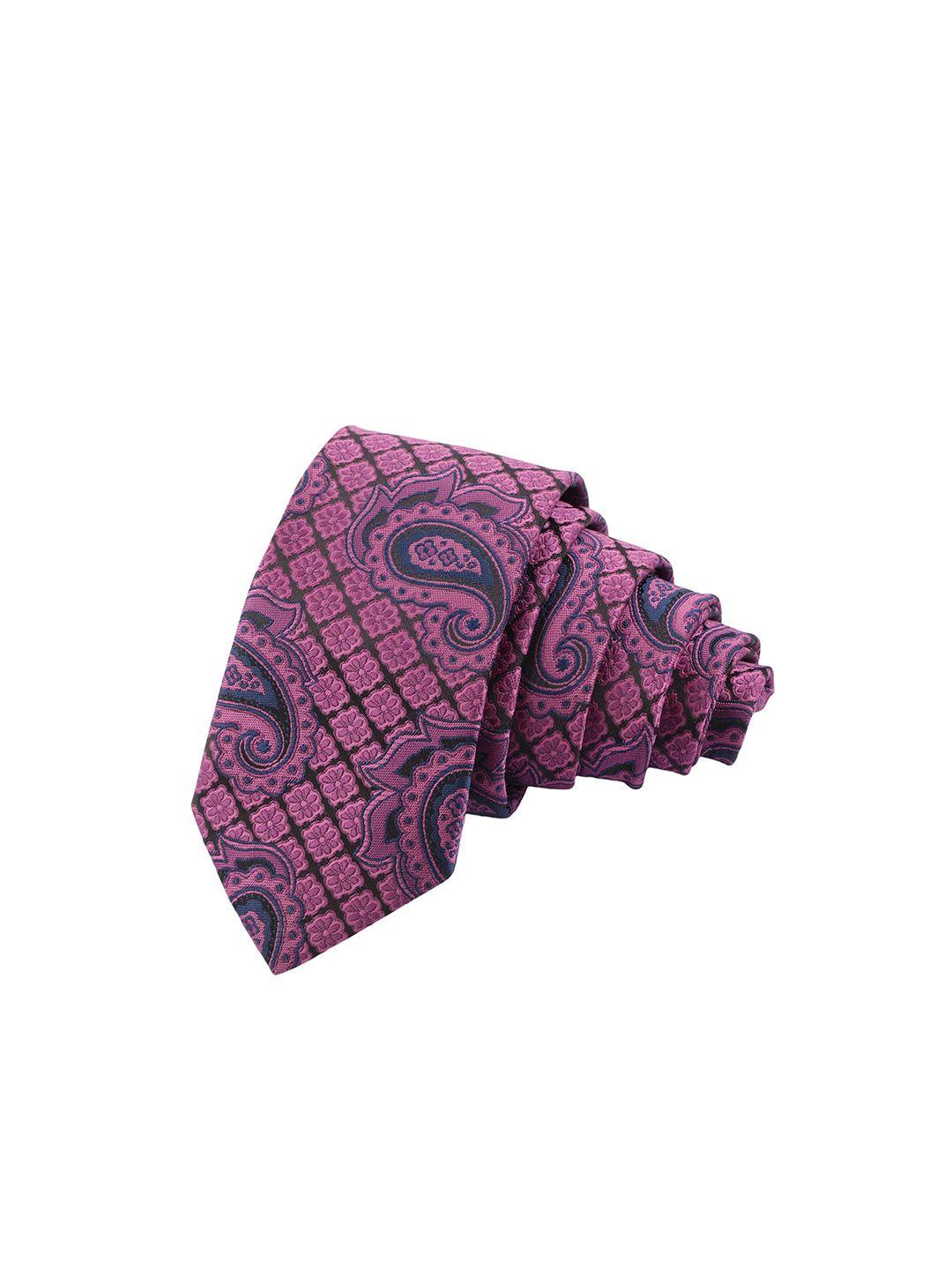 alvaro castagnino men purple & black woven design skinny tie