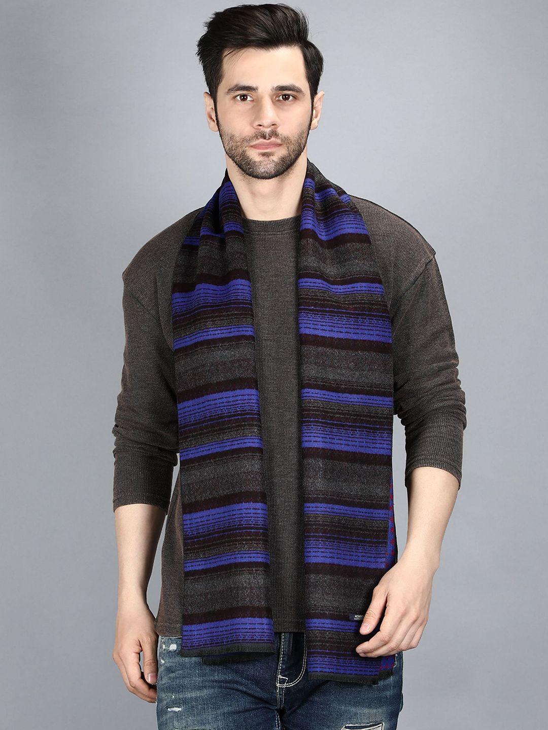 alvaro castagnino men purple & grey striped muffler