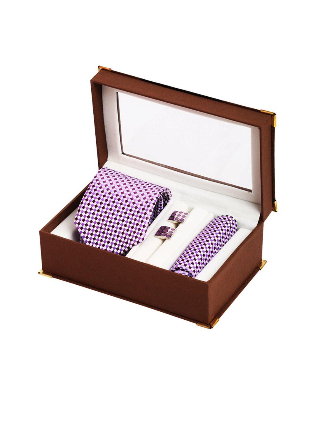 alvaro castagnino men purple & silver-toned accessory gift set