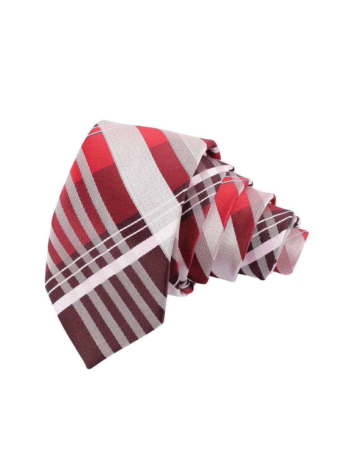 alvaro castagnino men red & beige striped skinny tie
