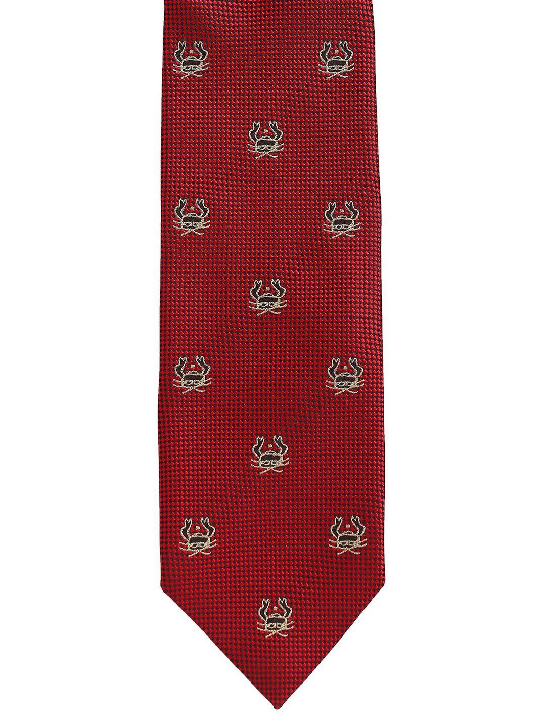 alvaro castagnino men red & black woven design skinny tie