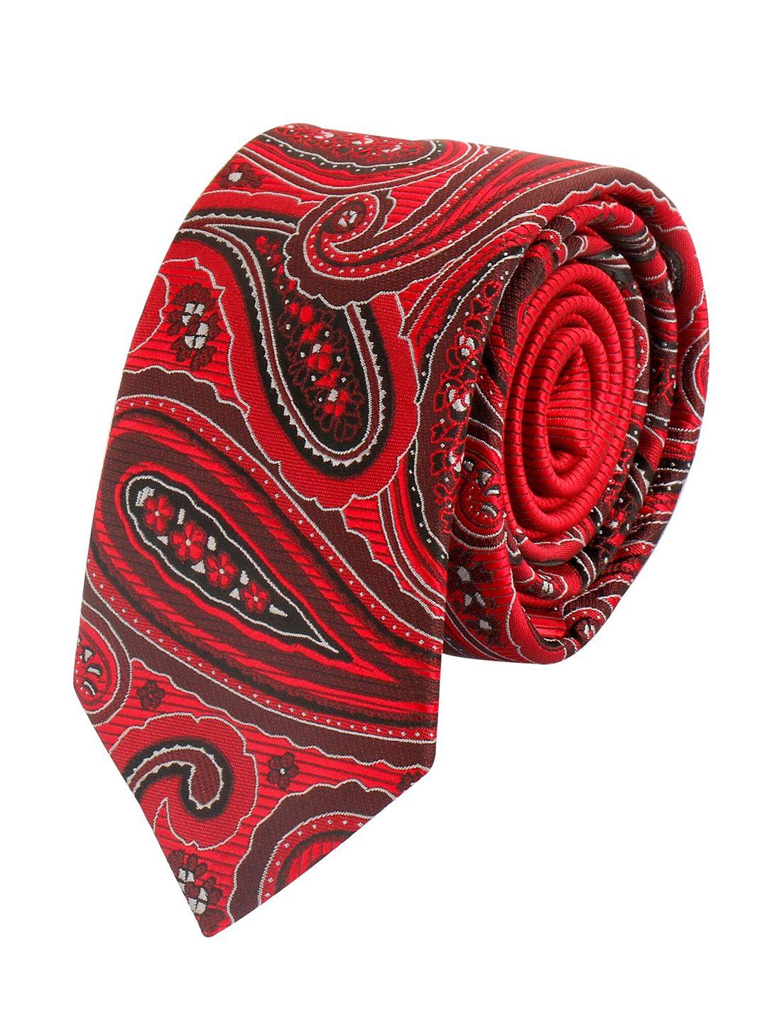 alvaro castagnino men red & black woven design skinny tie