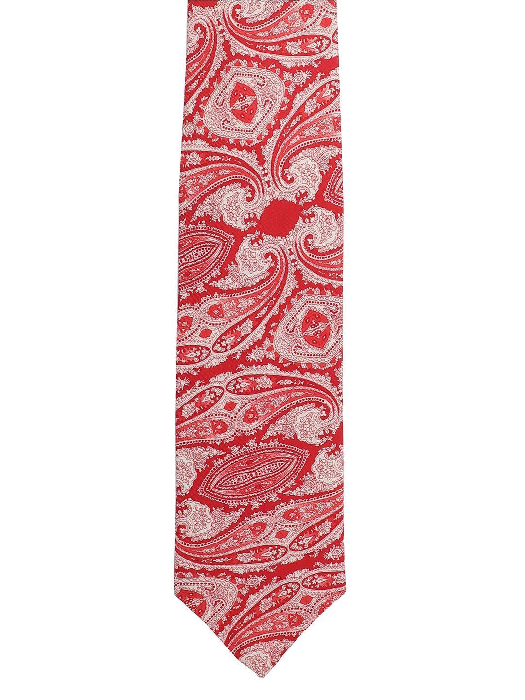 alvaro castagnino men red & white woven design broad tie